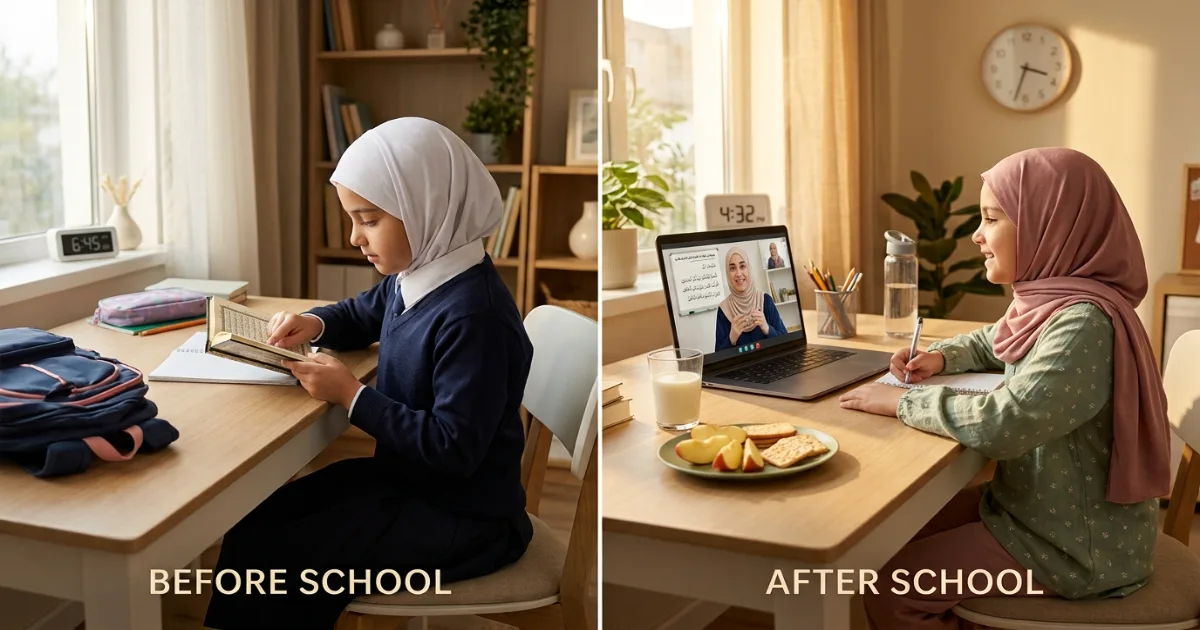 Daily Hifz schedule for kids balancing new memorization recent revision and older Quran revision