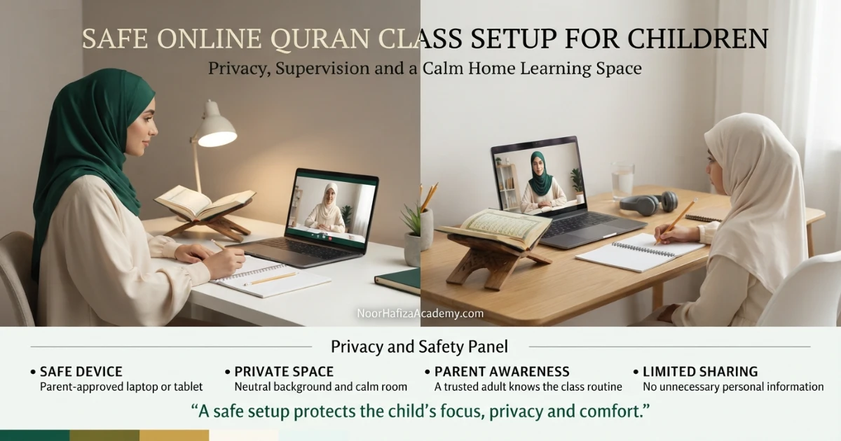 Are online Quran classes safe for children when a Muslim mother supervises her daughter learning with a female Quran teacher