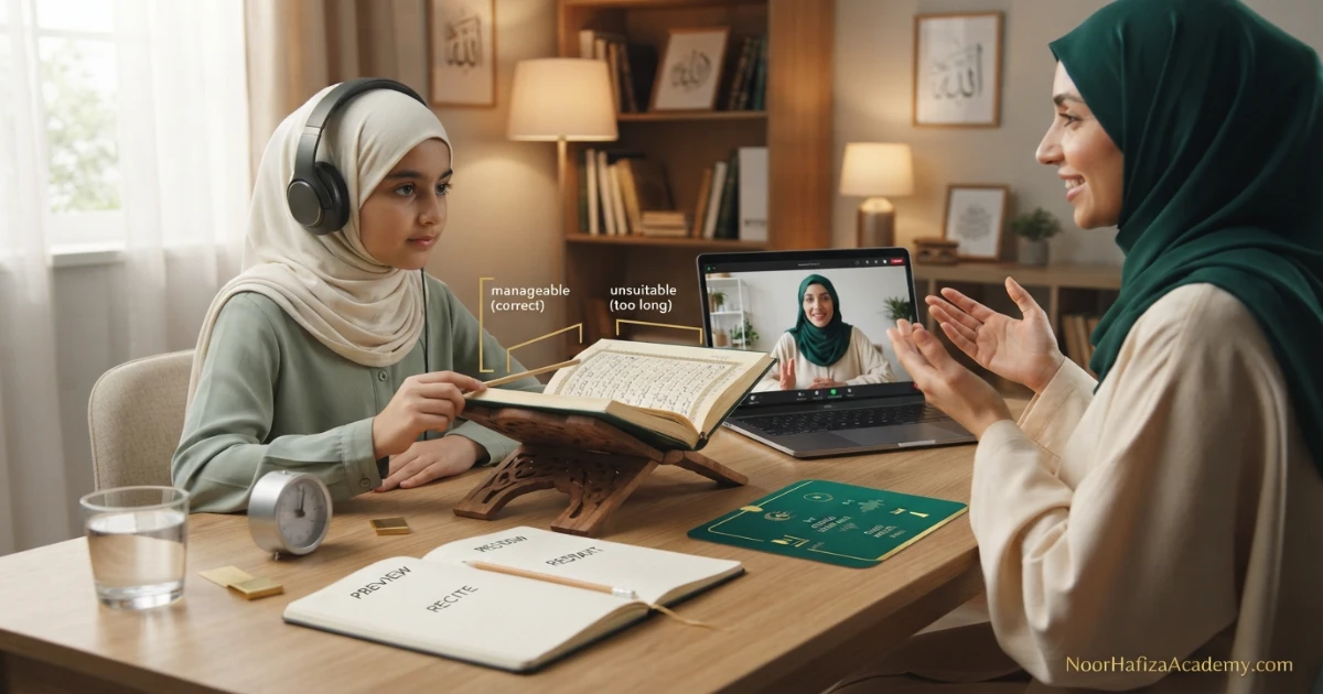 Listening and shadowing practice used to improve Quran recitation rhythm accuracy and confidence