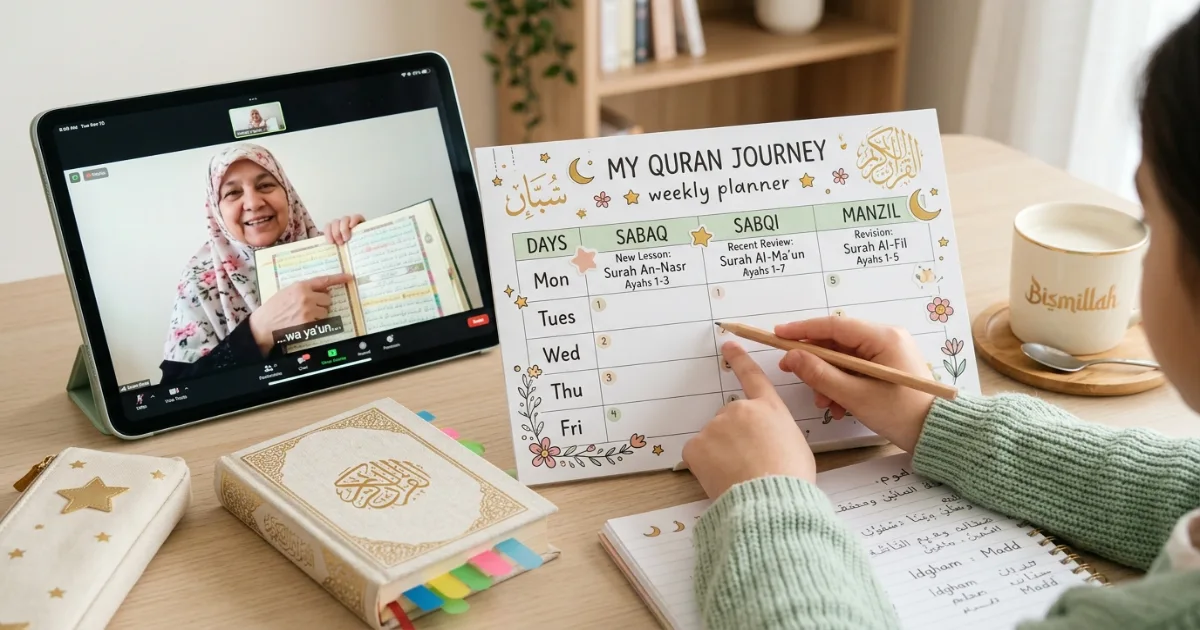 Tajweed and Hifz learning plan for kids with revision and live correction