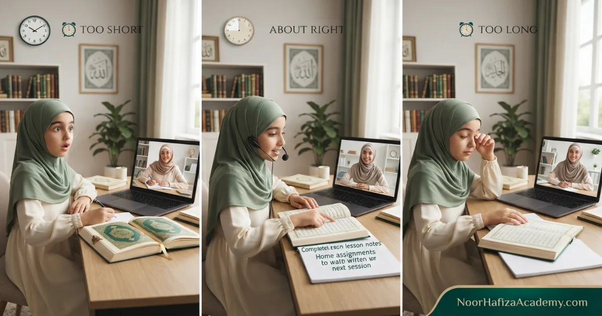 Signs that an online Quran lesson is the right length too long or too short for a child