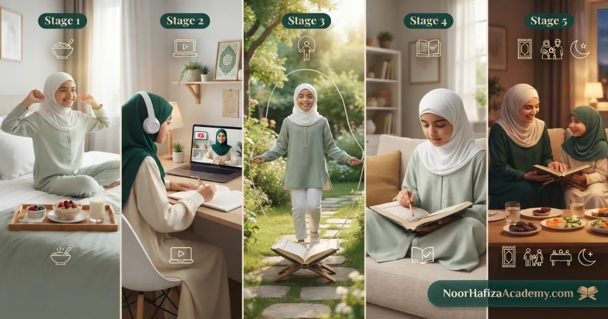 Summer Quran class plan by age with suitable lesson lengths frequency and home practice for children