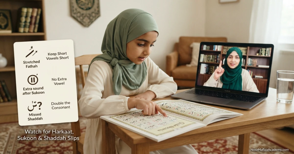 Parent comparing Noorani Qaida page memorization with true independent reading ability