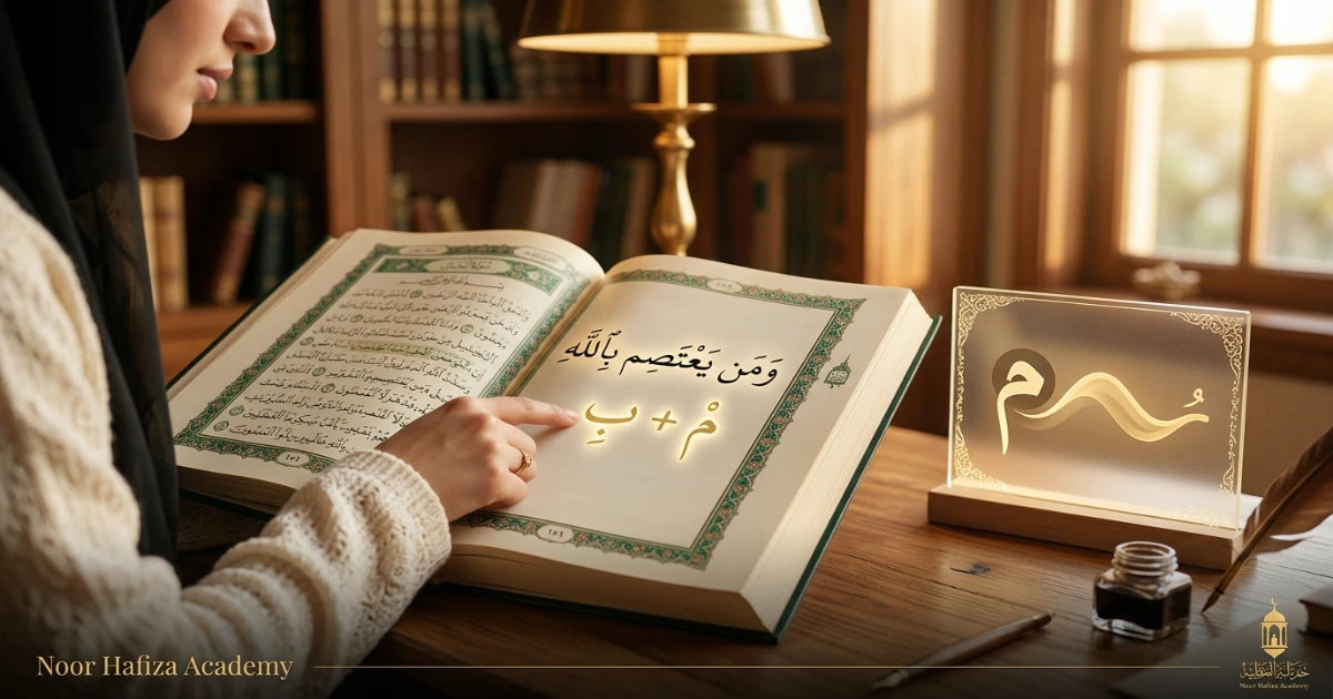 Ikhfa Shafawi explained when Meem Sakinah comes before Ba with Ghunnah