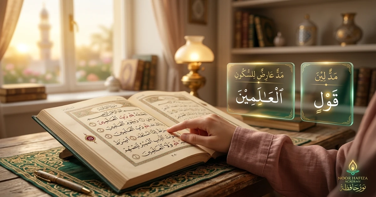 Seven day Madd practice plan for Tajweed beginners using listening counting and guided recitation