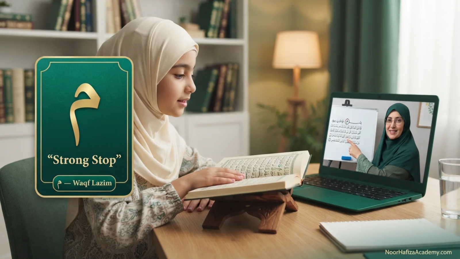Waqf Lazim Meem sign explained as a strong stop sign in Quran recitation