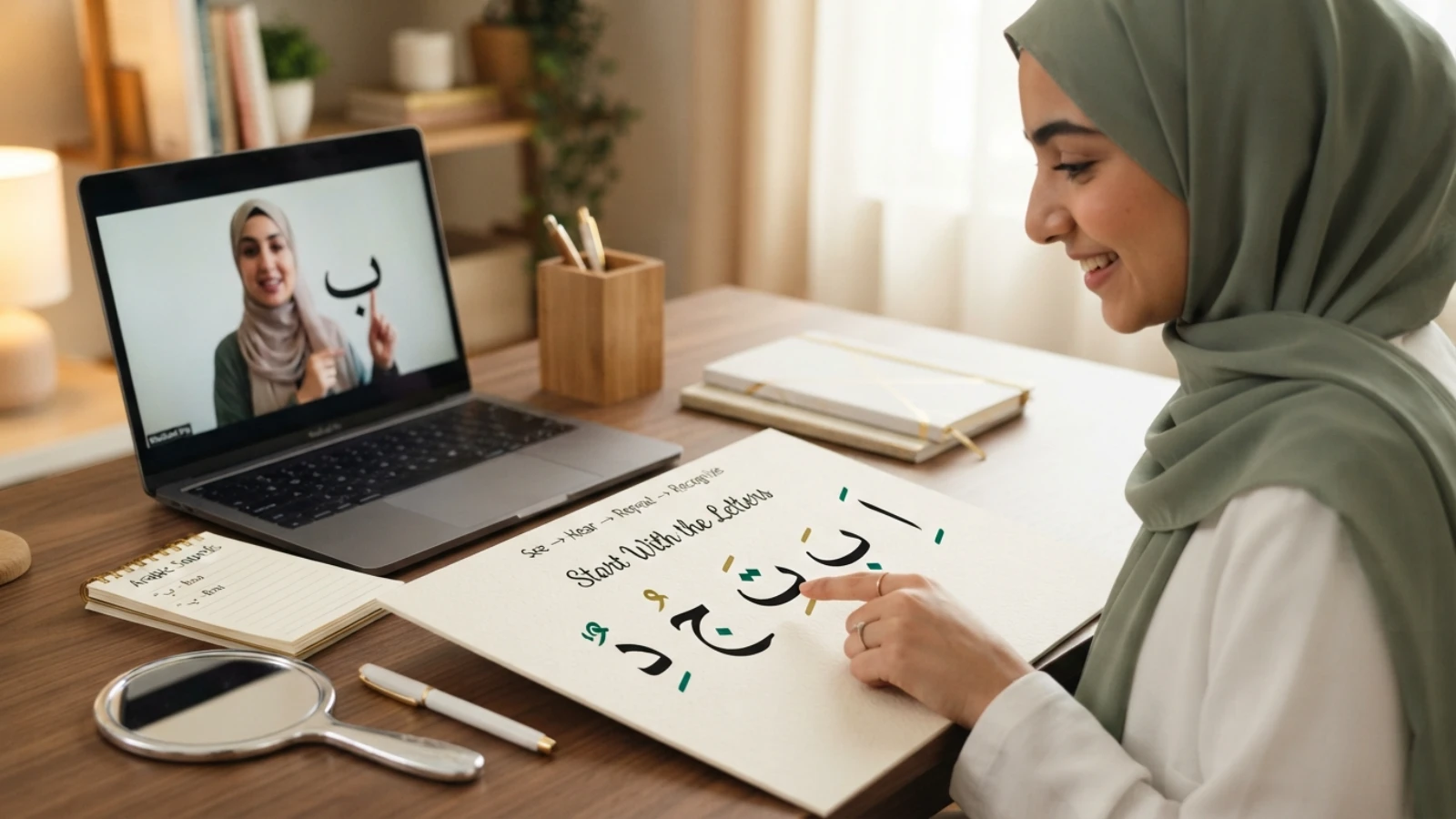 Arabic alphabet first step for non-Arabic speakers learning to read the Quran