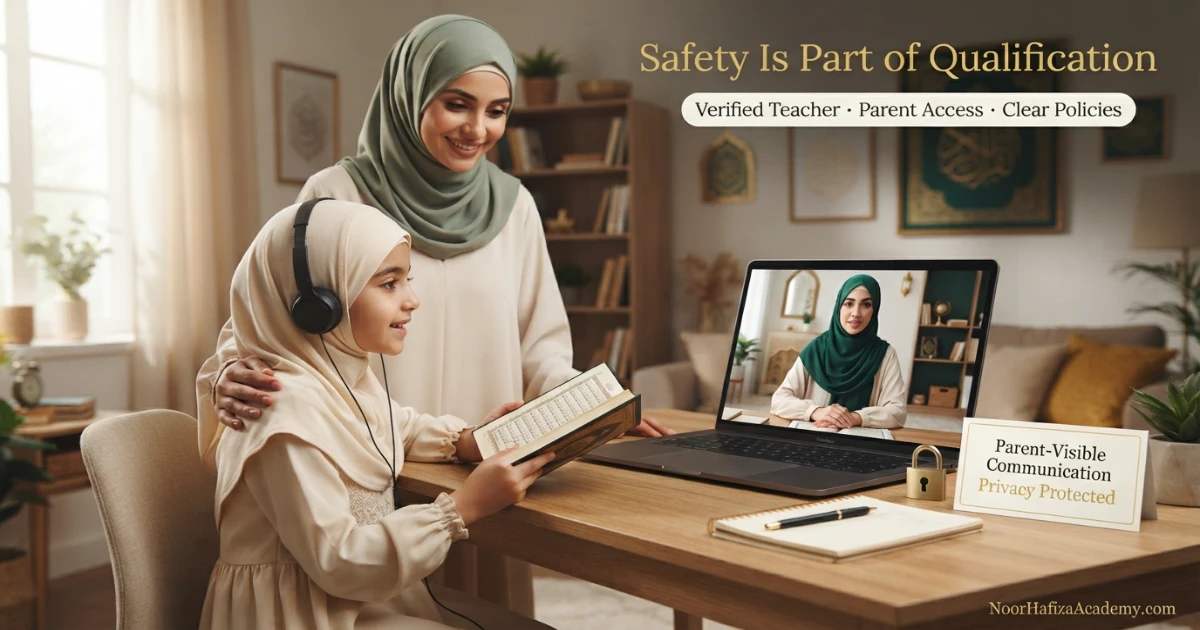 Online Quran teacher safety privacy supervision and parent communication standards