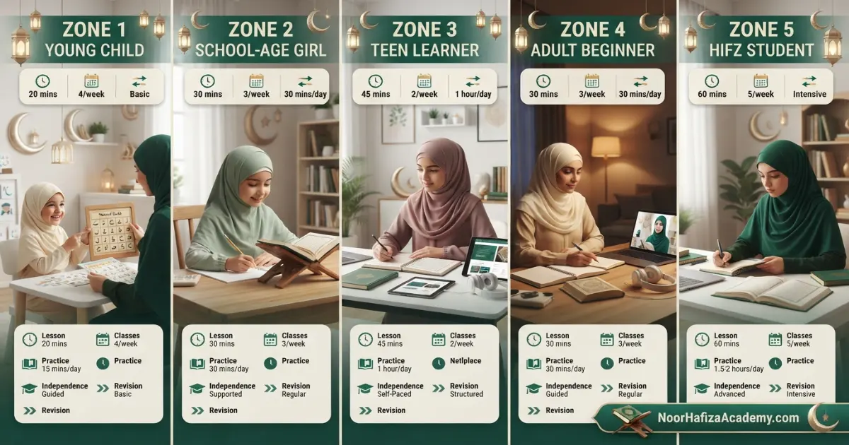 Ramadan Quran learning plan by learner type for young children school-age kids teens adults and beginners