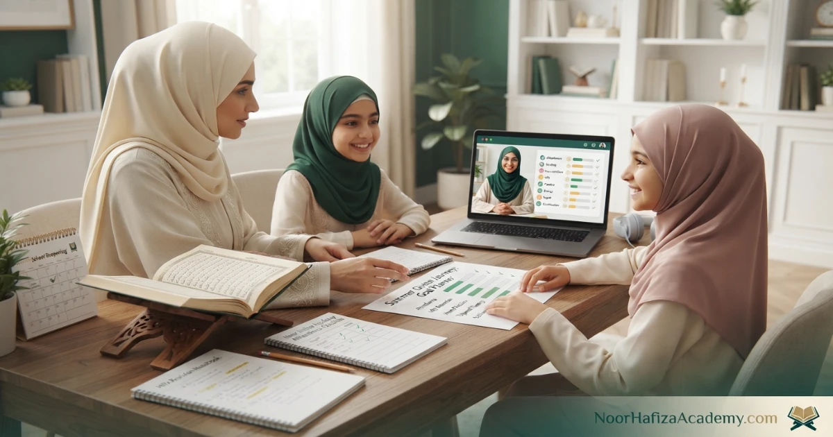 Flexible summer Quran class schedule for travel camps family visits and changing school-break routines