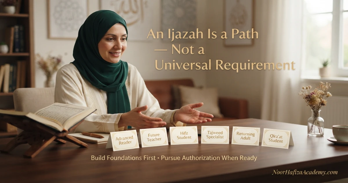 Student verifying a Quran ijazah certificate teacher authorization scope and sanad details
