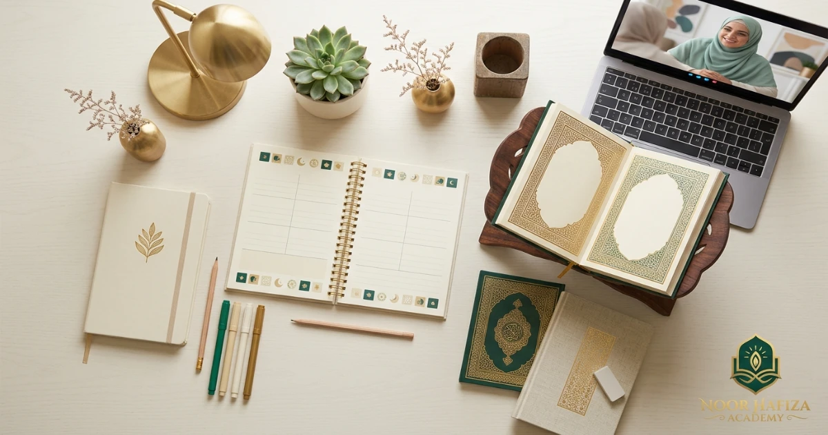 After-school Quran routine for children with snack homework and online Quran lesson