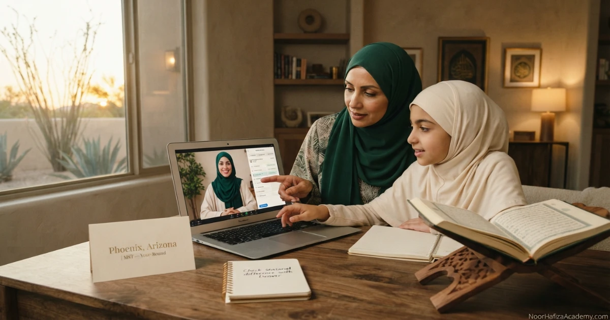 Arizona online Quran class planning with year-round MST and daylight saving time awareness