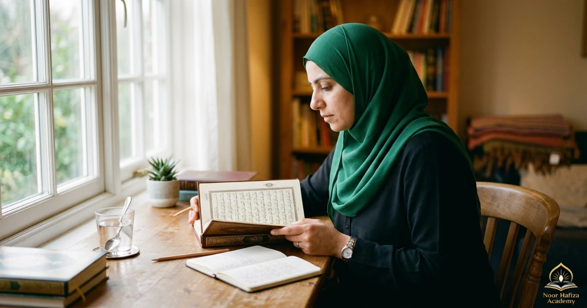 Returning Quran learner assessing Arabic reading skills after a long gap