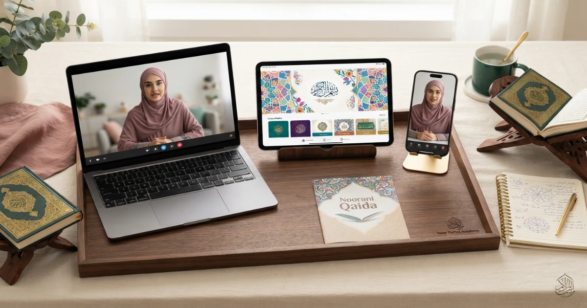 Laptop tablet and phone compared for online Quran classes at home