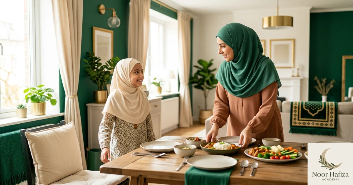 Muslim child learning honesty and truthfulness as part of Islamic adab