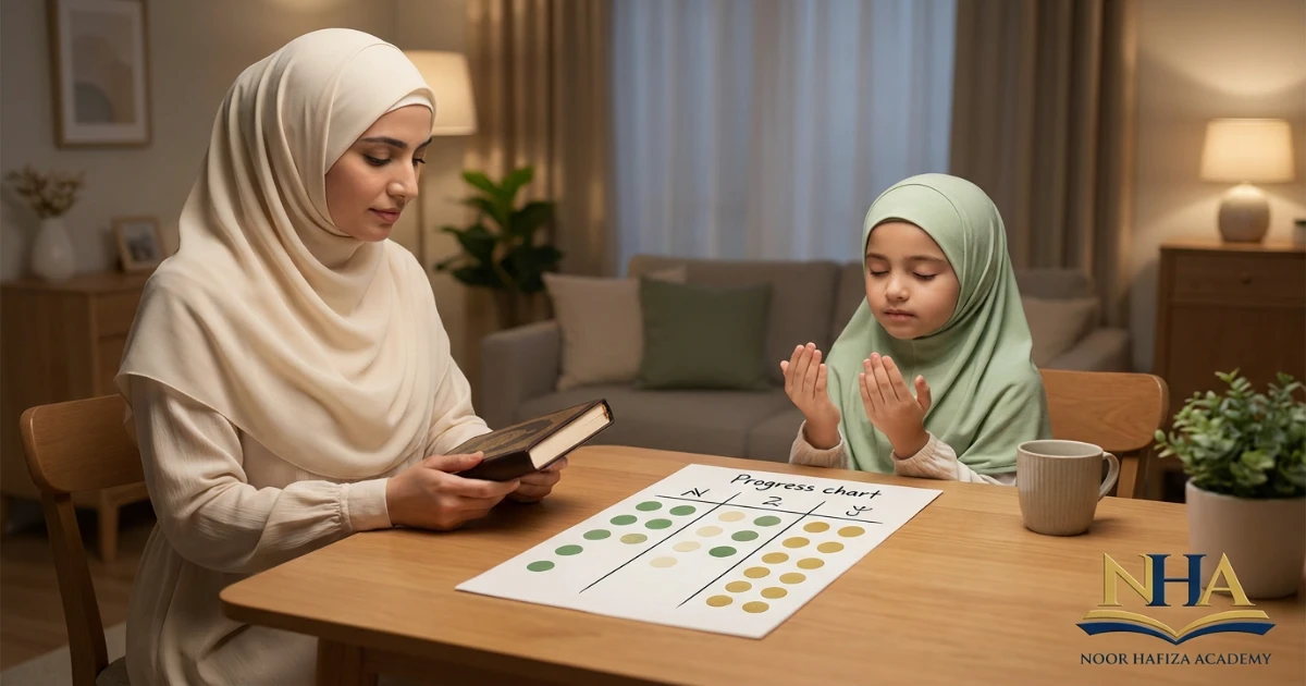 Islamic Studies curriculum progress tracker for children covering belief worship Seerah Quran and character