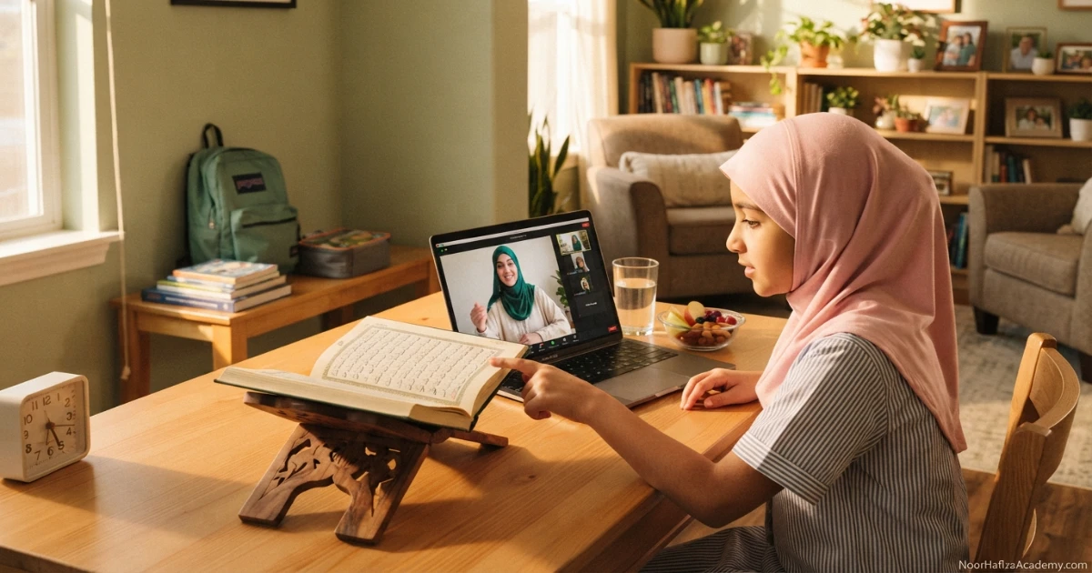 After-school Mountain Time online Quran classes for children with a female Quran teacher