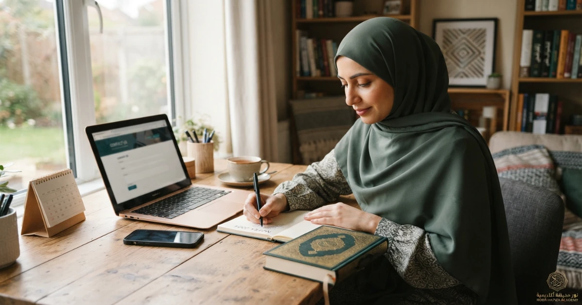 Parent contacting Noor Hafiza Academy to arrange a Central Time online Quran class