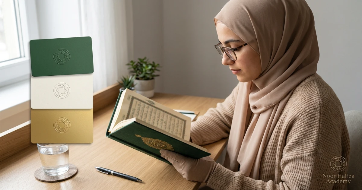 Student using a three layer Quran Hifz revision system for new recent and older memorization