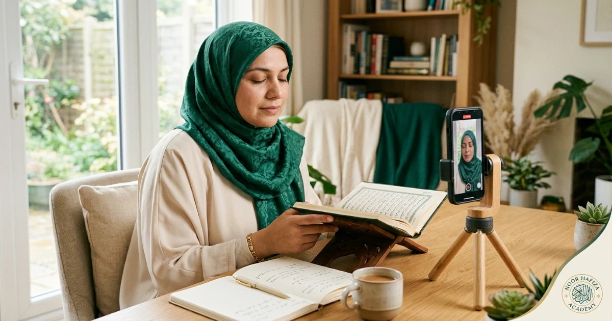 Returning learner recording and comparing Quran recitation for self-correction