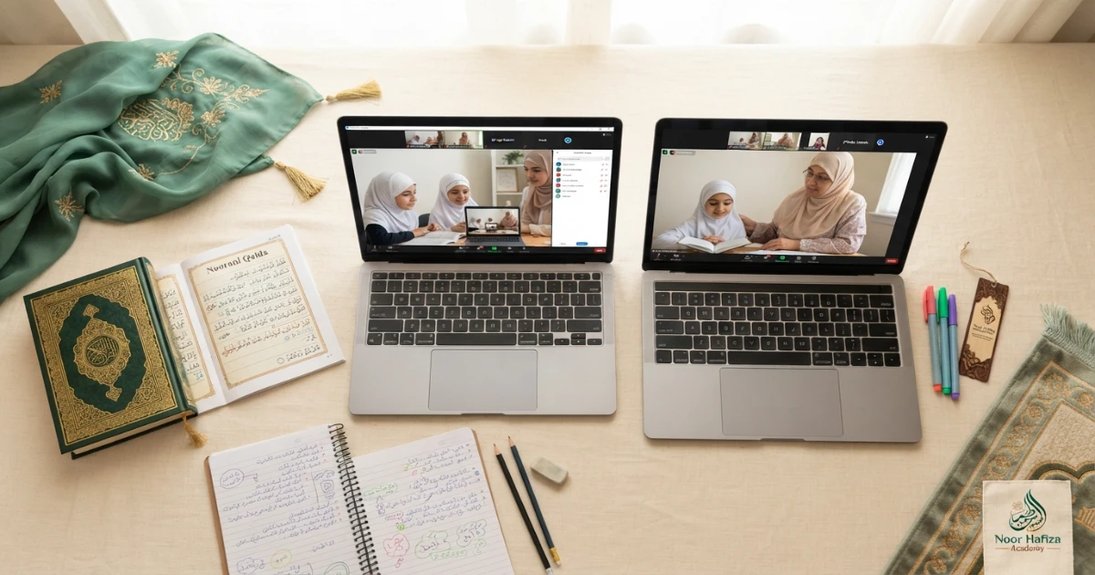 Comparison of shared and separate online Quran lessons for siblings