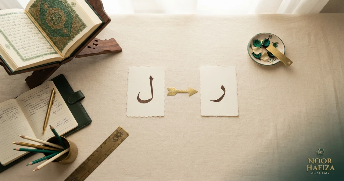 Idgham without Ghunnah using Lam and Ra in Tajweed practice