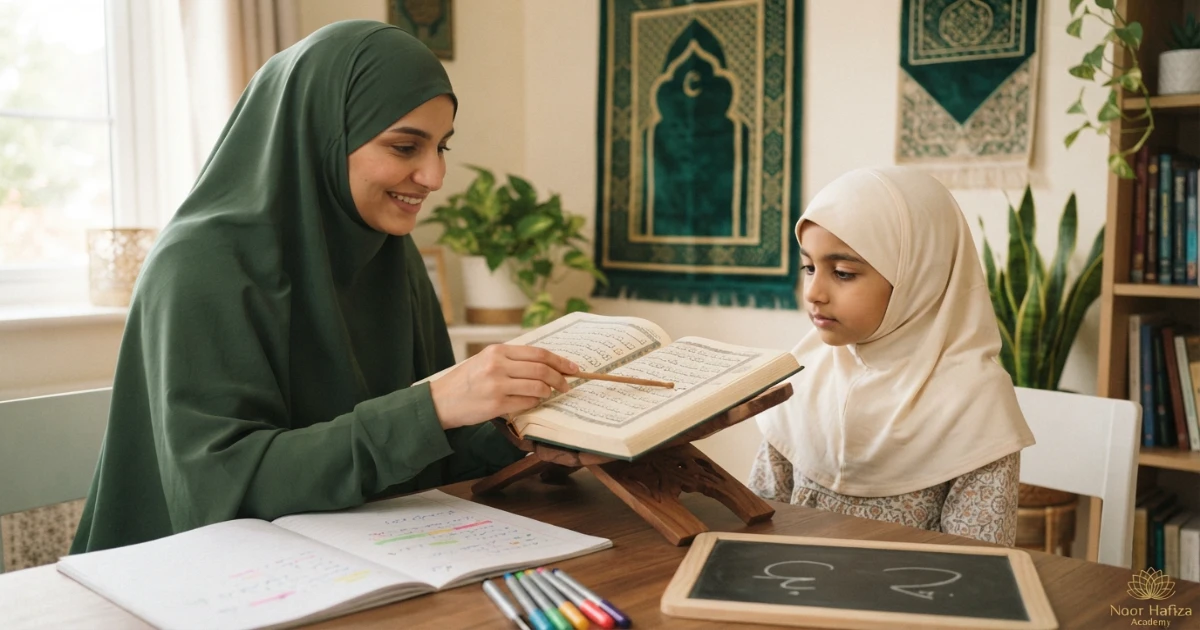 Izhar Quran examples with Noon Sakinah before the six throat letters