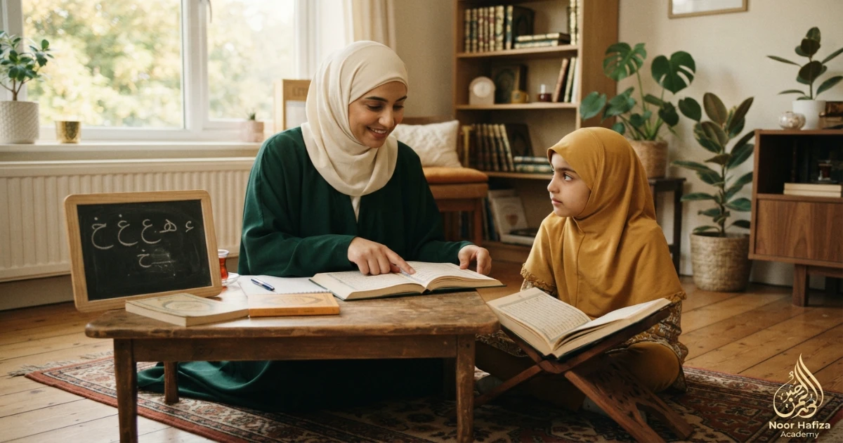 Izhar rules in Tajweed explained for beginners with six throat letters and female Quran teacher