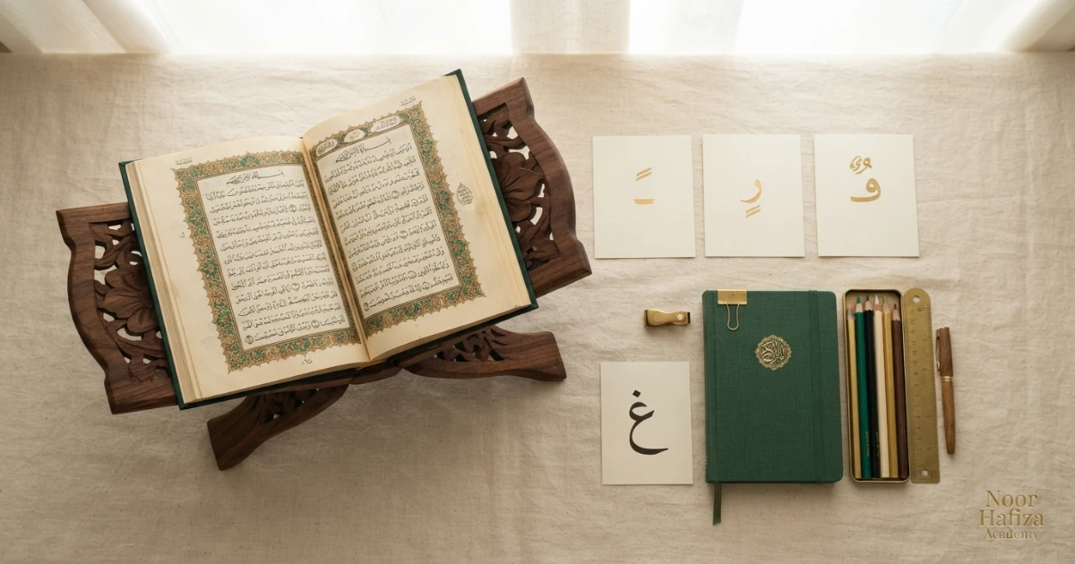 Izhar Quran examples with Tanween before throat letters in Tajweed