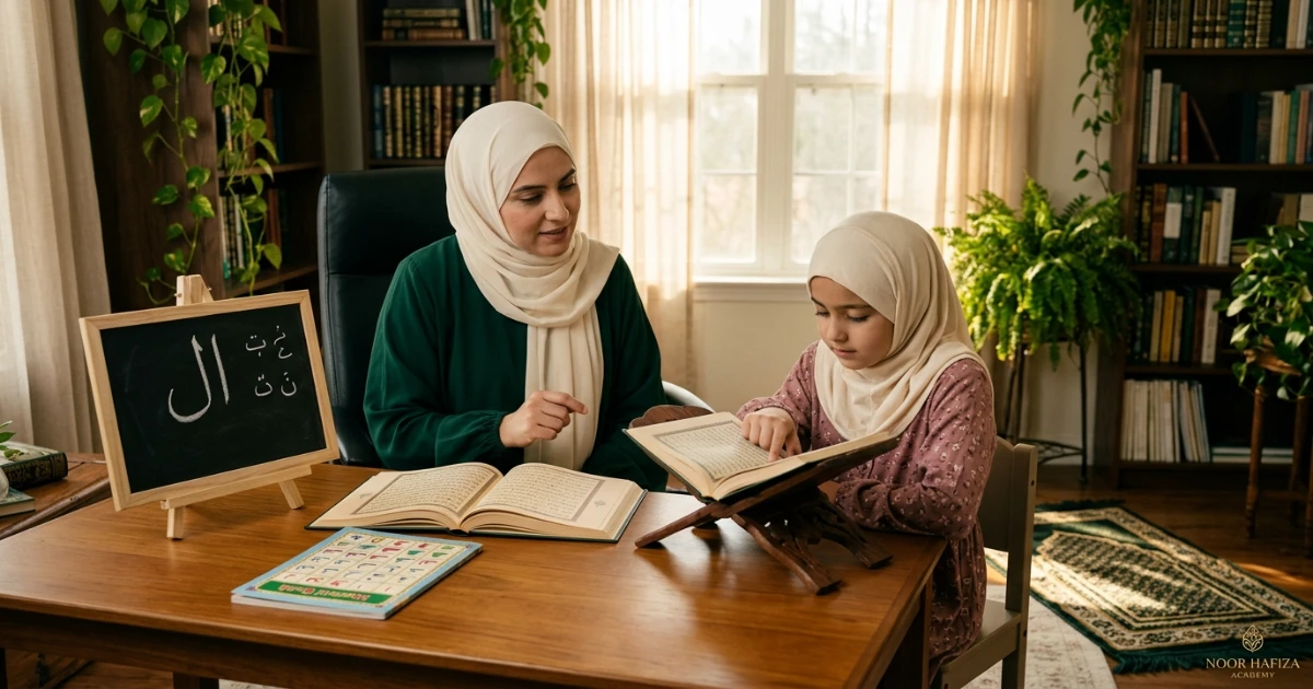 Lam Shamsiyyah and Lam Qamariyyah explained with sun letters moon letters and a female Quran teacher