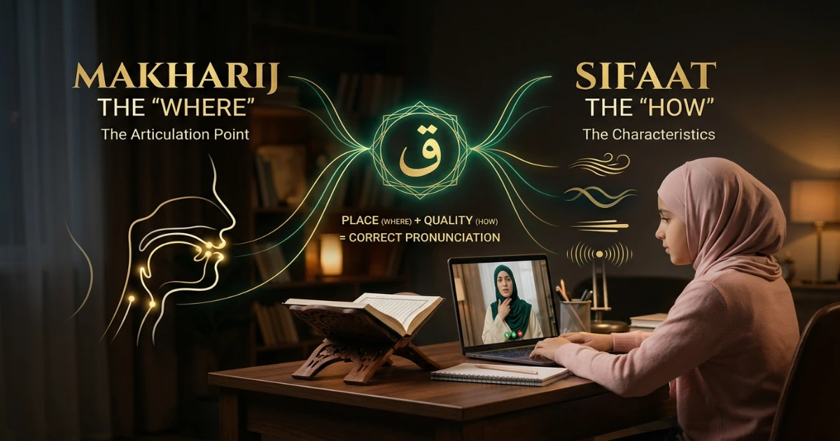 Makharij vs Sifaat in Tajweed explained with articulation points and letter characteristics