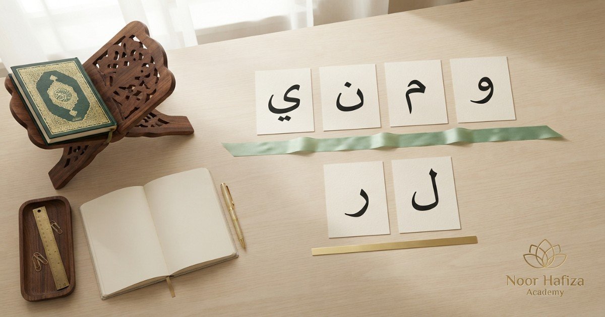 Visual comparison of Idgham with Ghunnah and without Ghunnah for Noon Sakinah and Tanween